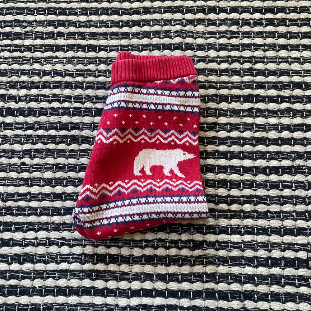 🌿Hanna Andersson Toddler Red Fair Isle Pola Bear Knit Legging Pants 2T